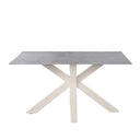 Mesa JOYCE de 140 cm, en gris con pata beige, vista trasera en perspectiva
