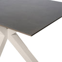 Mesa JOYCE de 140 cm, en gris con pata beige, vista lateral