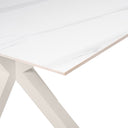 Mesa JOYCE de 160 cm, en blanco con pata beige, vista lateral