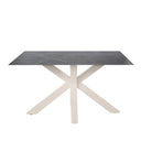 Mesa JOYCE de 160 cm, en negro con pata beige, vista trasera en perspectiva