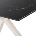 Mesa JOYCE de 160 cm, en negro con pata beige, vista lateral