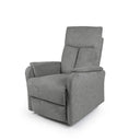 Sillón relax KASUMI manual, eléctrico o Power Lift, en gris oscuro, versión manual, vista en tres cuartos
