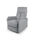 Sillón relax KASUMI manual, eléctrico o Power Lift, en gris claro, versión Power Lift, vista en tres cuartos