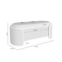 Banqueta Bernice, en gris — croquis con las medidas: 107 × 44 × 47 cm