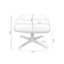 Reposapiés DIDIER con efecto capitoné — croquis con las medidas: asiento de 52 × 45 cm a 38 cm del suelo