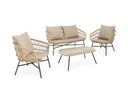 Conjunto de jardín PERUGIA con sofá, 2 sillones y mesa de centro de cristal