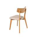 Silla ANAIS, en roble y beige, vista trasera en perspectiva
