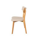 Silla ANAIS, en roble y beige, vista lateral