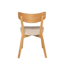 Silla ANAIS, en roble y beige, vista trasera