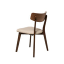 Silla ANAIS, en nogal y beige, vista trasera en perspectiva