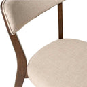 Silla ANAIS, en nogal y beige, detalle del acabado
