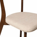 Silla ANAIS, en nogal y beige, detalle del acabado