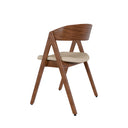 Silla RINA, en nogal y beige, vista trasera en perspectiva