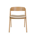 Silla RINA, en roble y beige, vista frontal