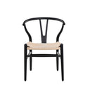 Silla ADA, en negro y asiento natural, vista trasera en perspectiva