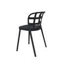 Silla GINA, en negro, vista trasera en perspectiva