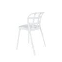 Silla GINA, en blanco, vista trasera en perspectiva