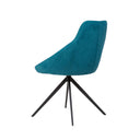 Silla CELIA, en azul, vista trasera en perspectiva