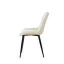 Silla MILA, en beige, vista trasera en perspectiva