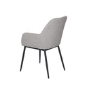Silla ISABELLA de patas negras, en gris claro, vista trasera en perspectiva