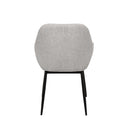 Silla ISABELLA de patas negras, en gris claro, vista trasera