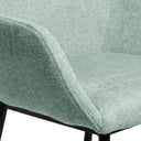 Silla ISABELLA de patas negras, en menta, detalle del acabado