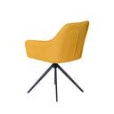 Silla AMALIA, en mostaza, vista trasera en perspectiva