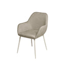 Silla ISABELLA de patas beige, en taupe, vista en perspectiva