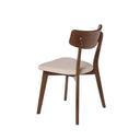 Silla KEIRA, en nogal y beige, vista trasera en perspectiva