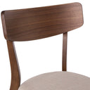 Silla KEIRA, en nogal y beige, detalle del acabado