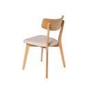 Silla KEIRA, en roble y beige, vista trasera en perspectiva