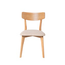 Silla KEIRA, en roble y beige, vista frontal