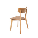 Silla ALAIA, en roble, vista trasera en perspectiva
