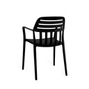 Silla DESIREE, en negro, vista trasera en perspectiva
