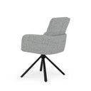 Silla LINDA, en gris claro, vista trasera en perspectiva