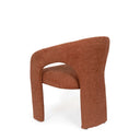Silla LORETTA, en terracota, vista trasera en perspectiva
