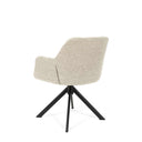 Silla TAIMI, en negra y beige, vista trasera en perspectiva