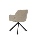 Silla TAIMI, en negra y taupe, vista trasera en perspectiva