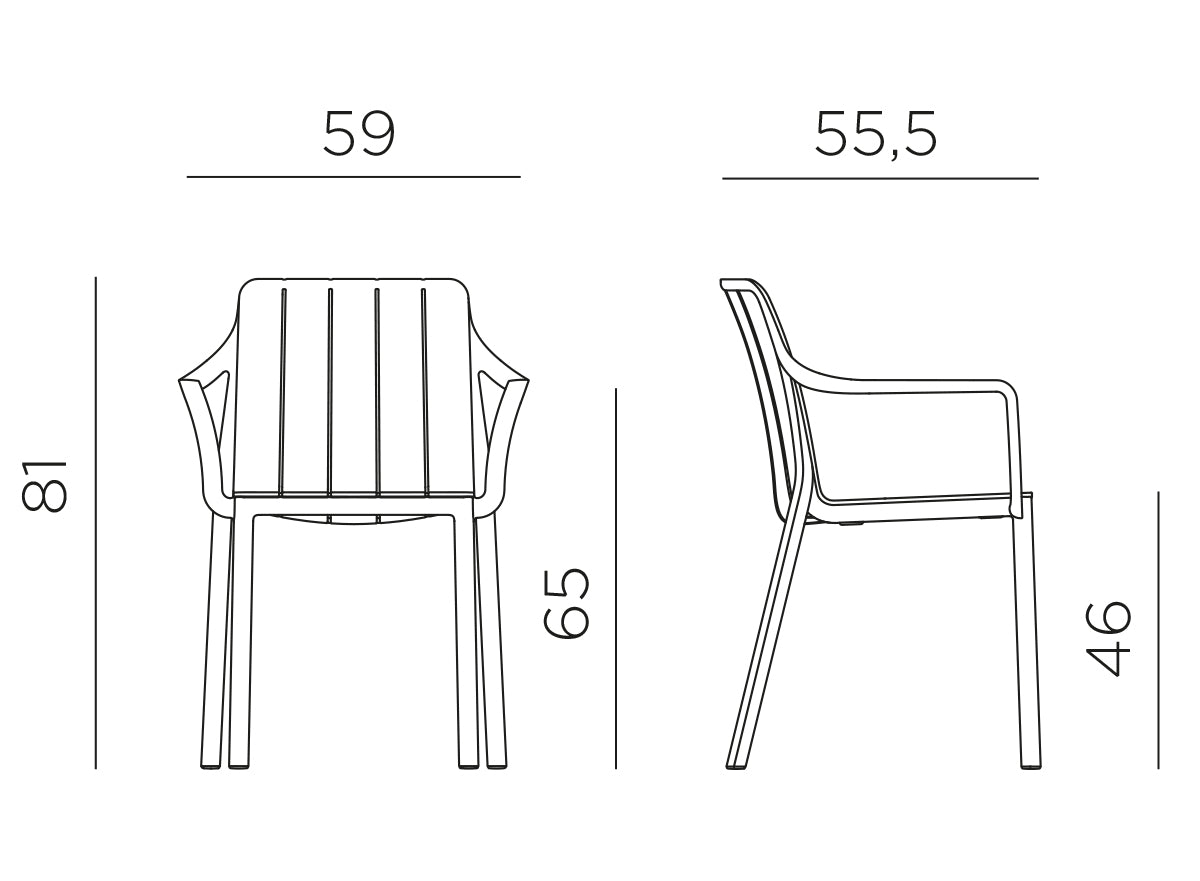 Croquis de medidas de Sillón Tiberina