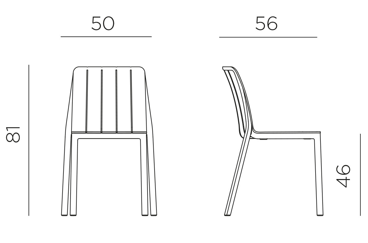 Croquis de medidas de Silla Tiberina Bistrot