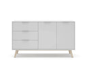 Aparador CAMPUS de 140 cm con 2 puertas y 3 cajones, en blanco, vista frontal