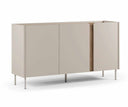 Aparador LUCILE de 150 cm con 3 puertas, en crema y roble, vista en perspectiva