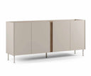 Aparador LUCILE de 180 cm con 4 puertas, en crema y roble, vista en perspectiva