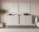 Aparador LUCILE de 180 cm con 4 puertas, en crema y roble, en un comedor