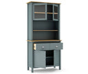 Buffet MUSGO de 90 cm con vitrina y 4 puertas, en verde kaki, con las puertas abiertas