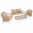 Conjunto de jardín ODESA con sofá, 2 sillones y mesa de centro de cristal