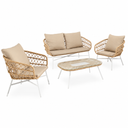 Conjunto de jardín PERUGIA con sofá, 2 sillones y mesa de centro de cristal