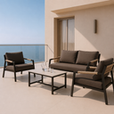 Conjunto de jardín MUSCAT con sofá, 2 sillones y mesa de centro porcelánica