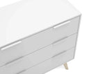 Cómoda CAMPUS de 80 cm con 3 cajones, en blanco, detalle del frente y los tiradores