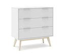 Cómoda CAMPUS de 80 cm con 3 cajones, en blanco, vista en perspectiva